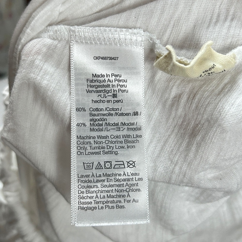 Madewell Long Sleeve T-Shirt Womens XS Oversized Cropped Cotton Drawstring White - Picture 8 of 10